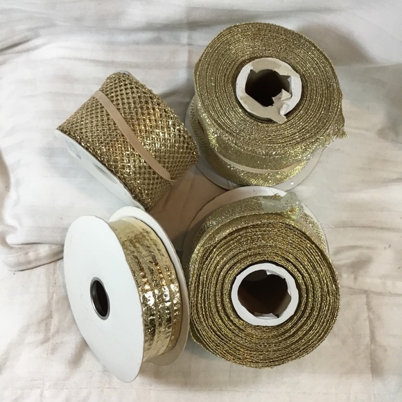 Four rolls of gold crafting / decorative tape, 2-3", 1-2", 1-1" - Picture 1 of 2
